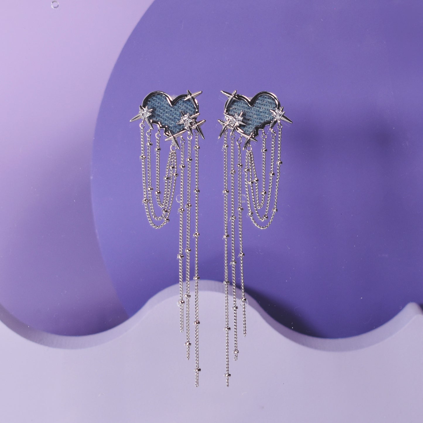 Denim Heart Earrings