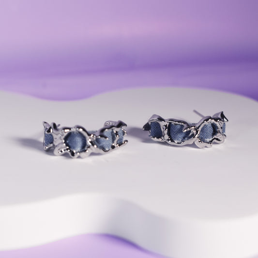 Denim Hoop Earrings