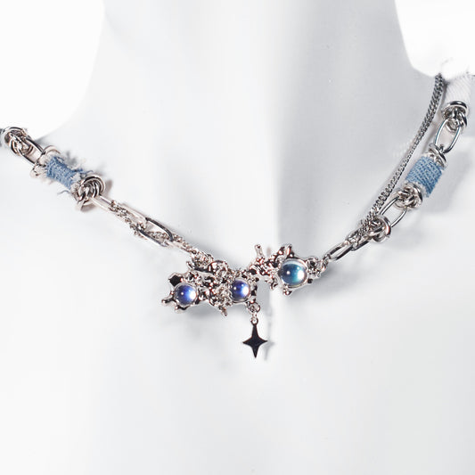 Denim Asterism Moonstone Necklace