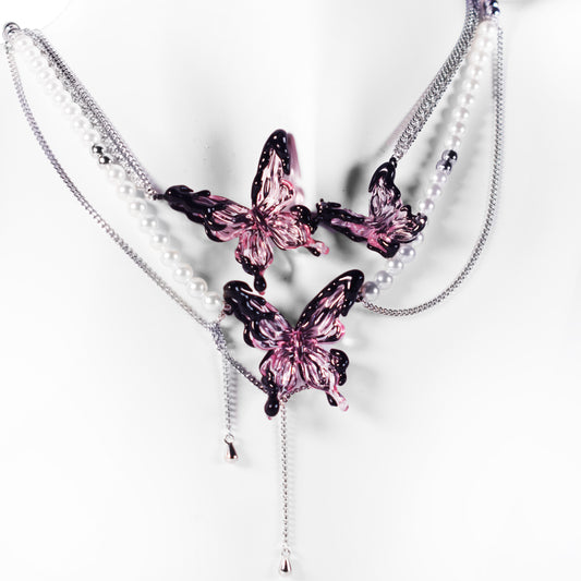 Dark Butterfly Necklace Set